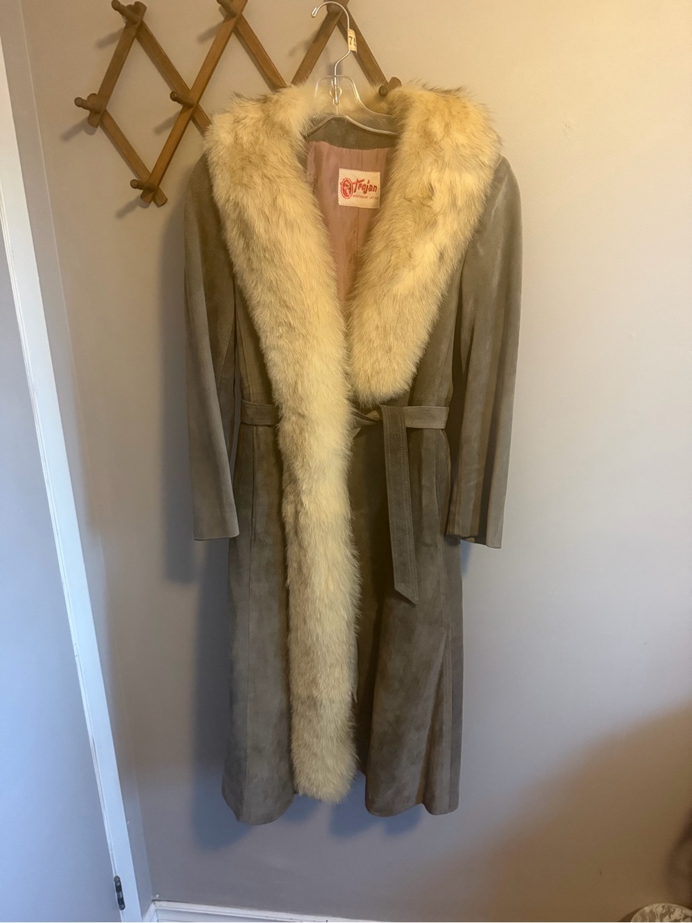 Vintage 70s Trojan Grey Suede Penny Lane Coat Small